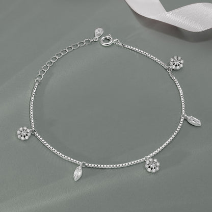 Silver Floral Leaf Bracelet