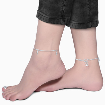 925 Sterling Silver Dangling Ball Silver Anklet - Tweov Jewels