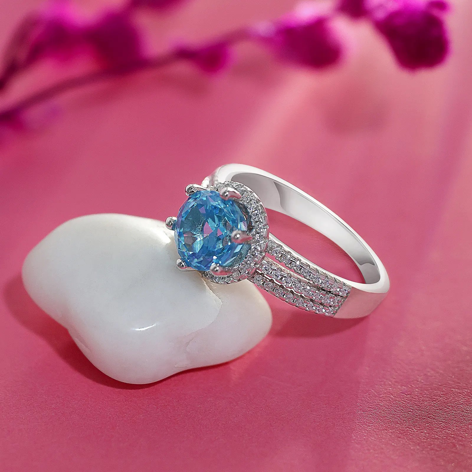Blue Sapphire CZ Silver Ring For Women - Tweov Jewels
