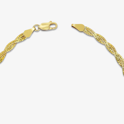 Gold Plated Twisted Silver Snake Chain Anklet - Tweov Jewels