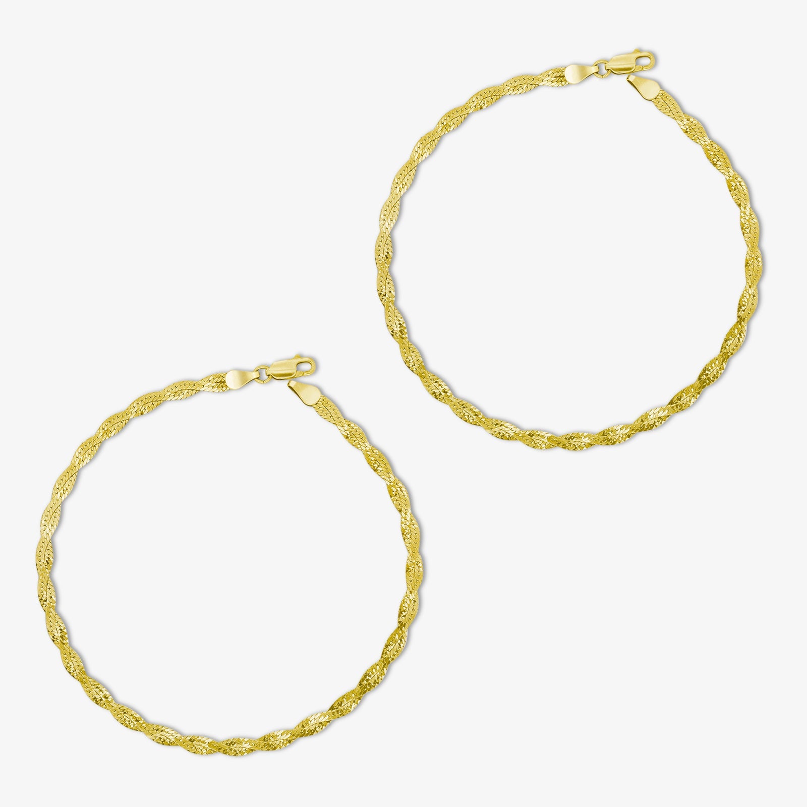 Gold Plated Twisted Silver Snake Chain Anklet - Tweov Jewels