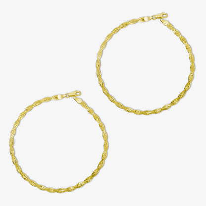 Gold Plated Twisted Silver Snake Chain Anklet - Tweov Jewels