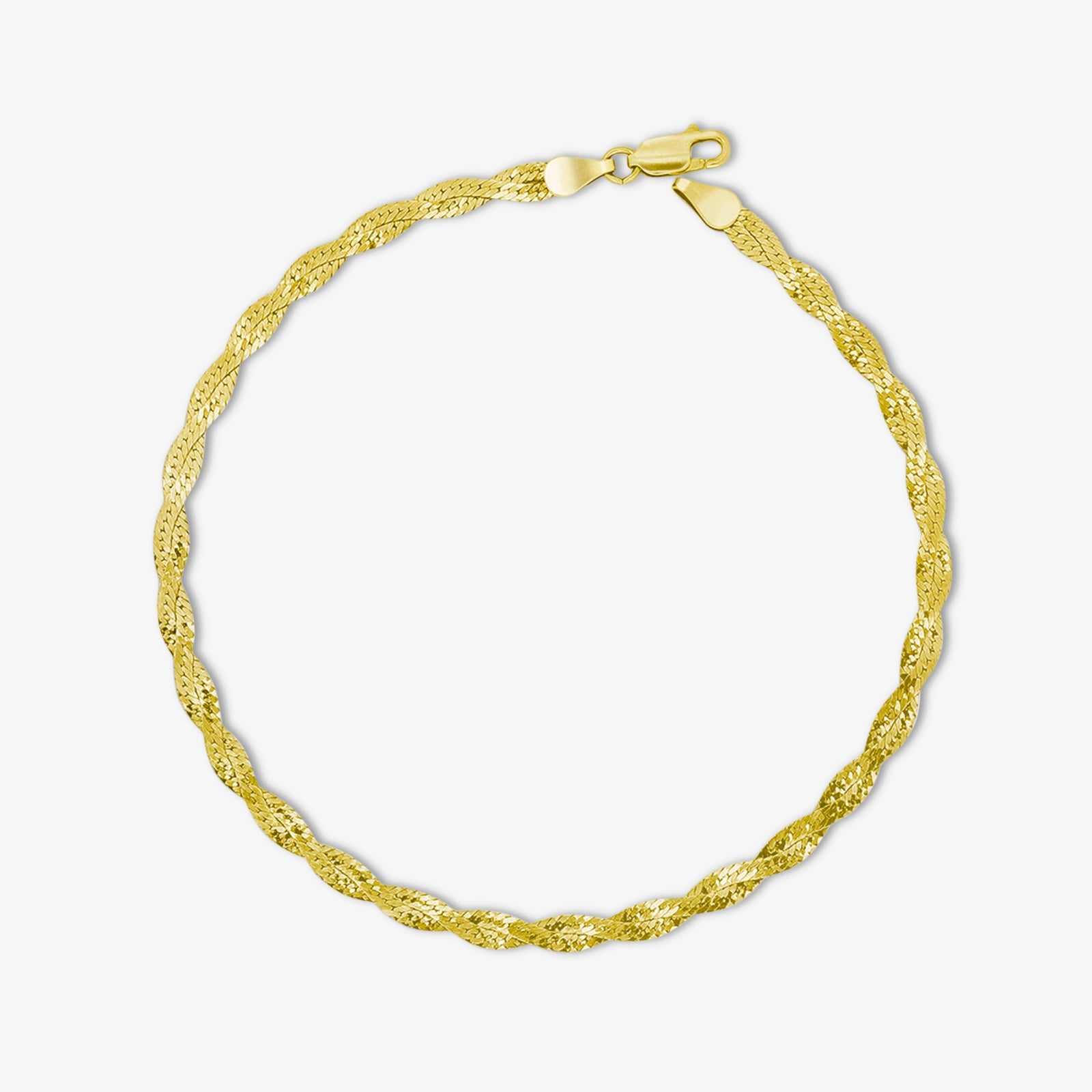 Gold Plated Twisted Silver Snake Chain Anklet - Tweov Jewels