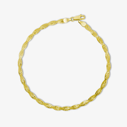 Gold Plated Twisted Silver Snake Chain Anklet - Tweov Jewels