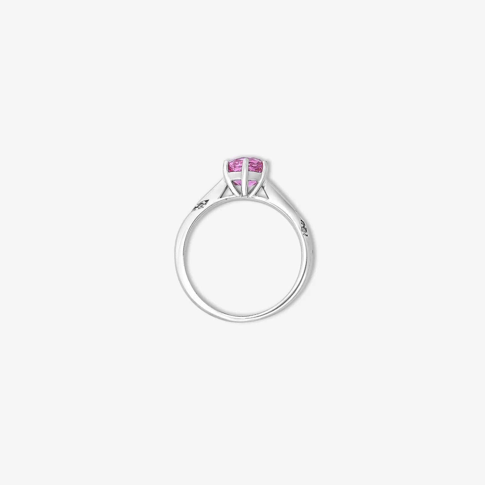 Pink Round Solitaire Diamond Silver Ring - Tweov Jewels