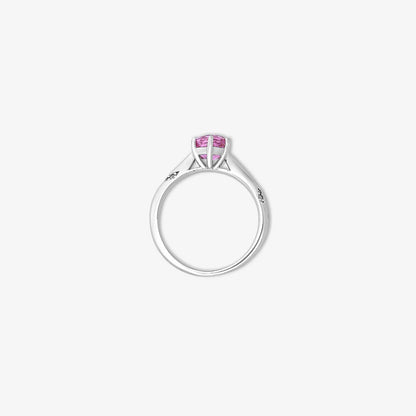 Pink Round Solitaire Diamond Silver Ring - Tweov Jewels