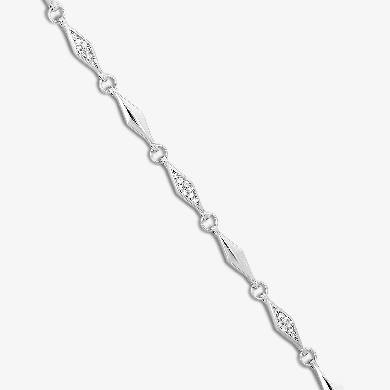Geometric CZ Bracelet for Women – 925 Sterling Silver Rhodium Plated - Tweov Jewels