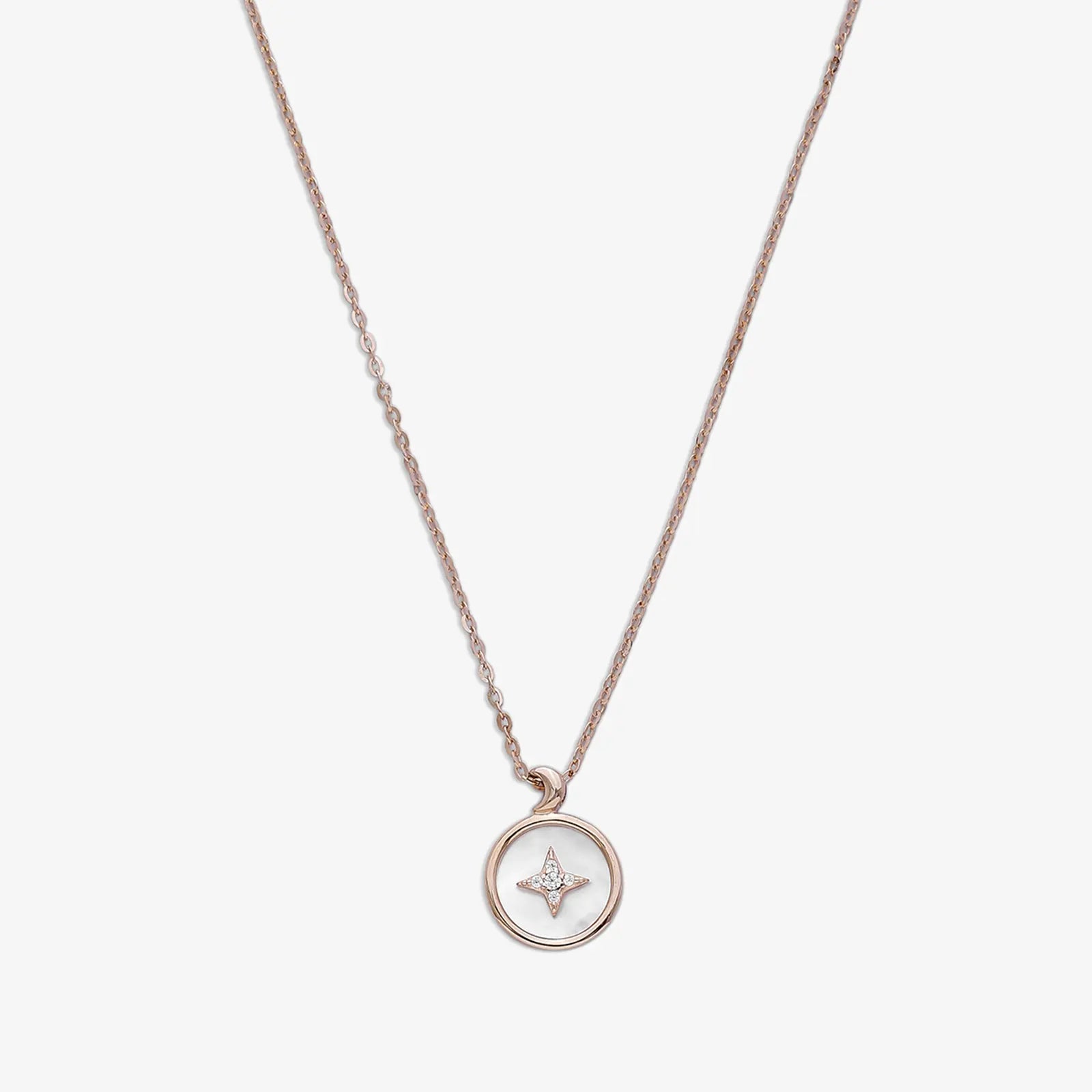 Star Design Round Silver Necklace - Tweov Jewels