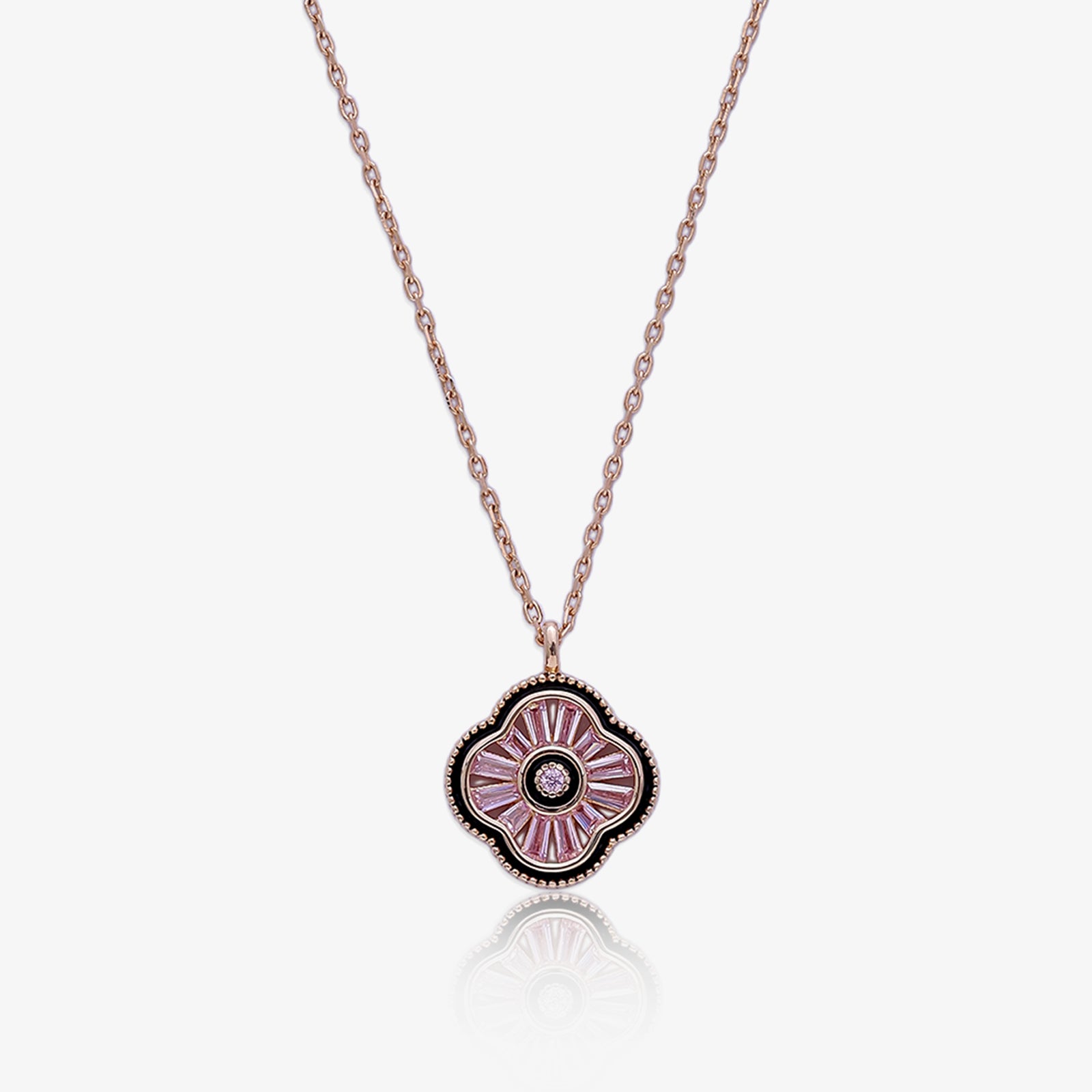 Rose Gold Plated Clover Silver Necklace - Tweov Jewels