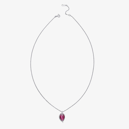Pink Leaf Silver Pendant Necklace - Tweov Jewels