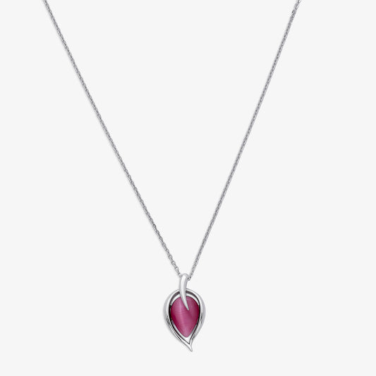 Pink Leaf Silver Pendant Necklace - Tweov Jewels