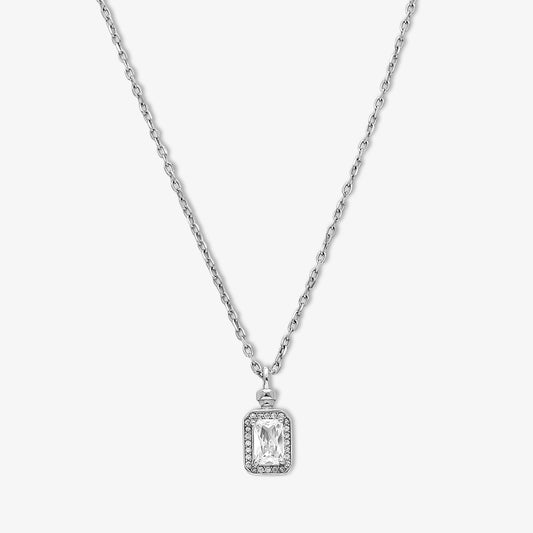 Emerald-Cut Zircon Pendant Necklace for Women – 925 Sterling Silver Rhodium Plated - Tweov Jewels