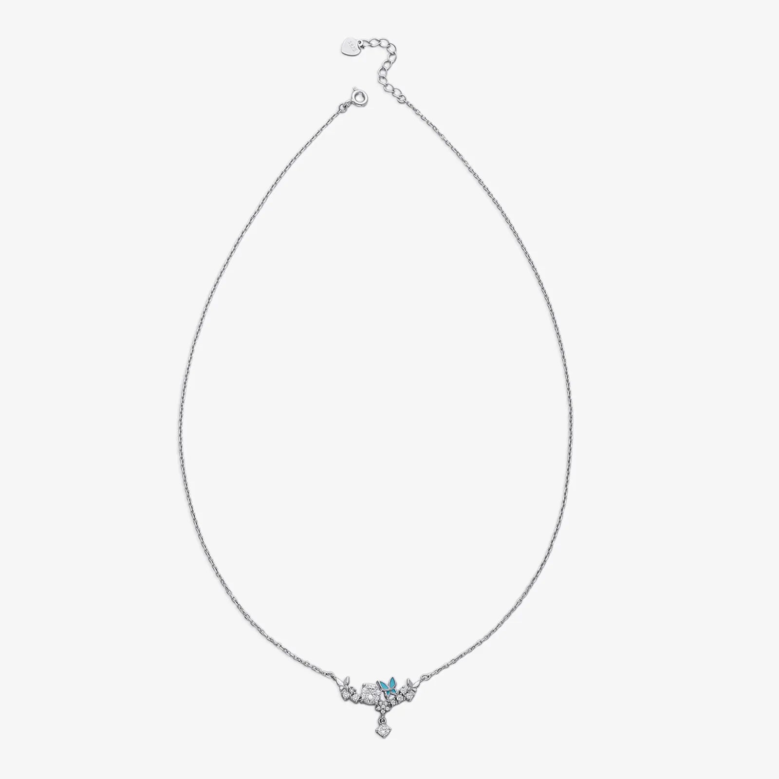 CZ Floral Butterfly Design Silver Necklace - Tweov Jewels