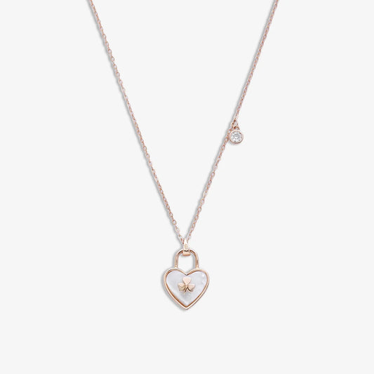 Rose Gold Plated Heartlock Silver Necklace - Tweov Jewels