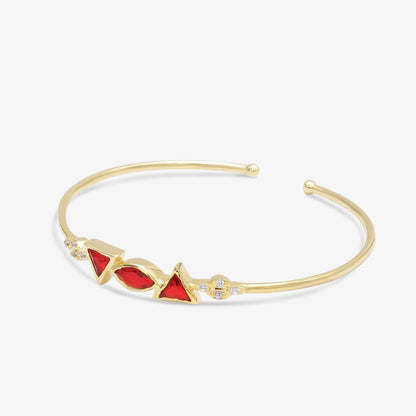 Gold Plated Multi-Cut Red Diamond Studded Silver Bracelet