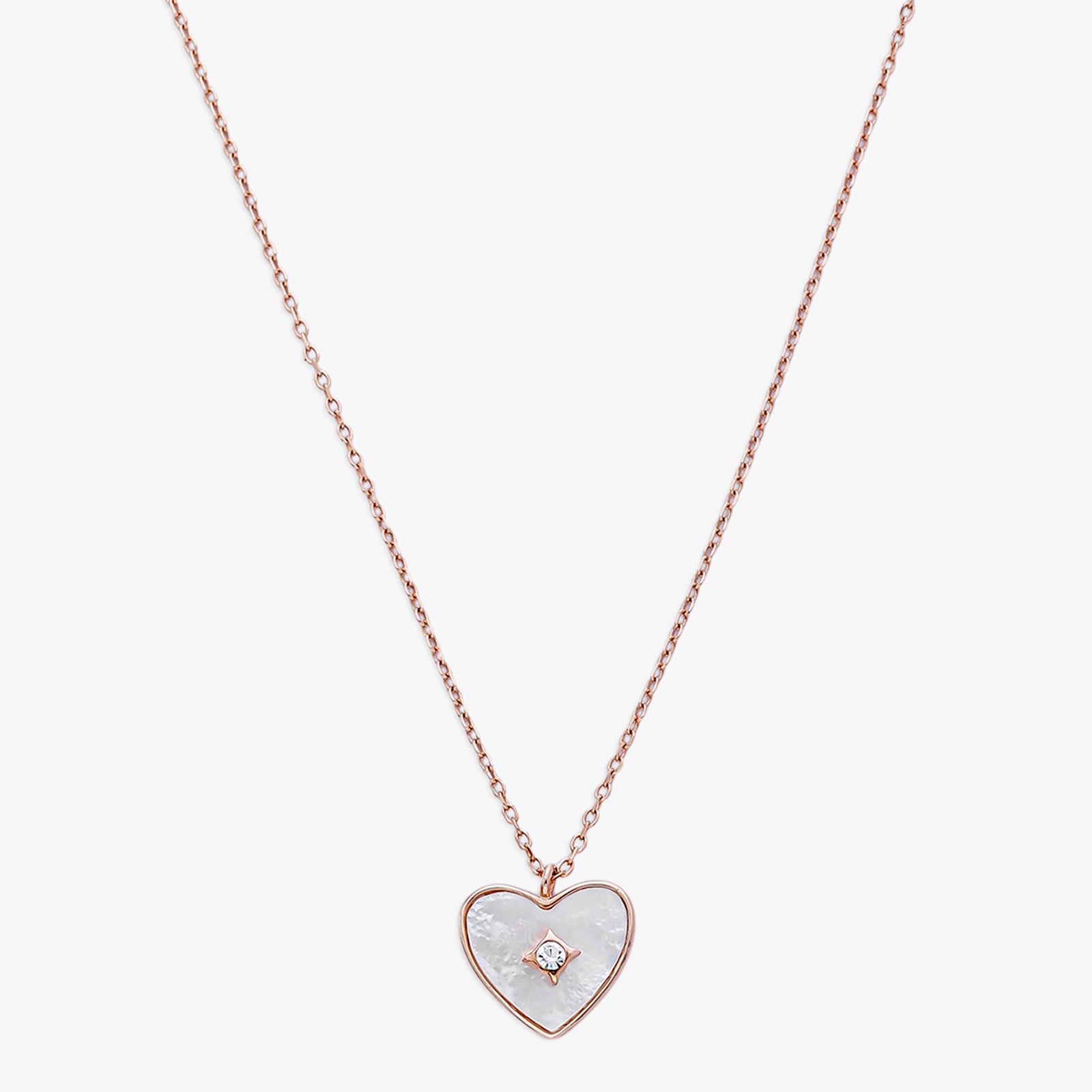 Cubic Zirconia Heart Pendant Necklace for Women – 925 Sterling Silver Rose Gold Plated - Tweov Jewels