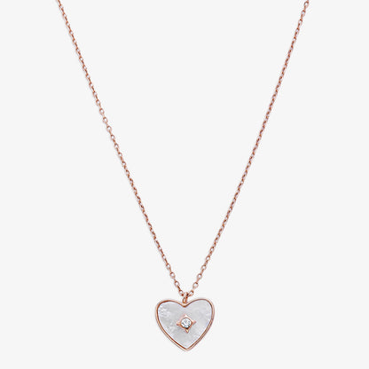 Cubic Zirconia Heart Pendant Necklace for Women – 925 Sterling Silver Rose Gold Plated - Tweov Jewels