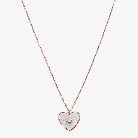 Cubic Zirconia Heart Pendant Necklace for Women – 925 Sterling Silver Rose Gold Plated - Tweov Jewels