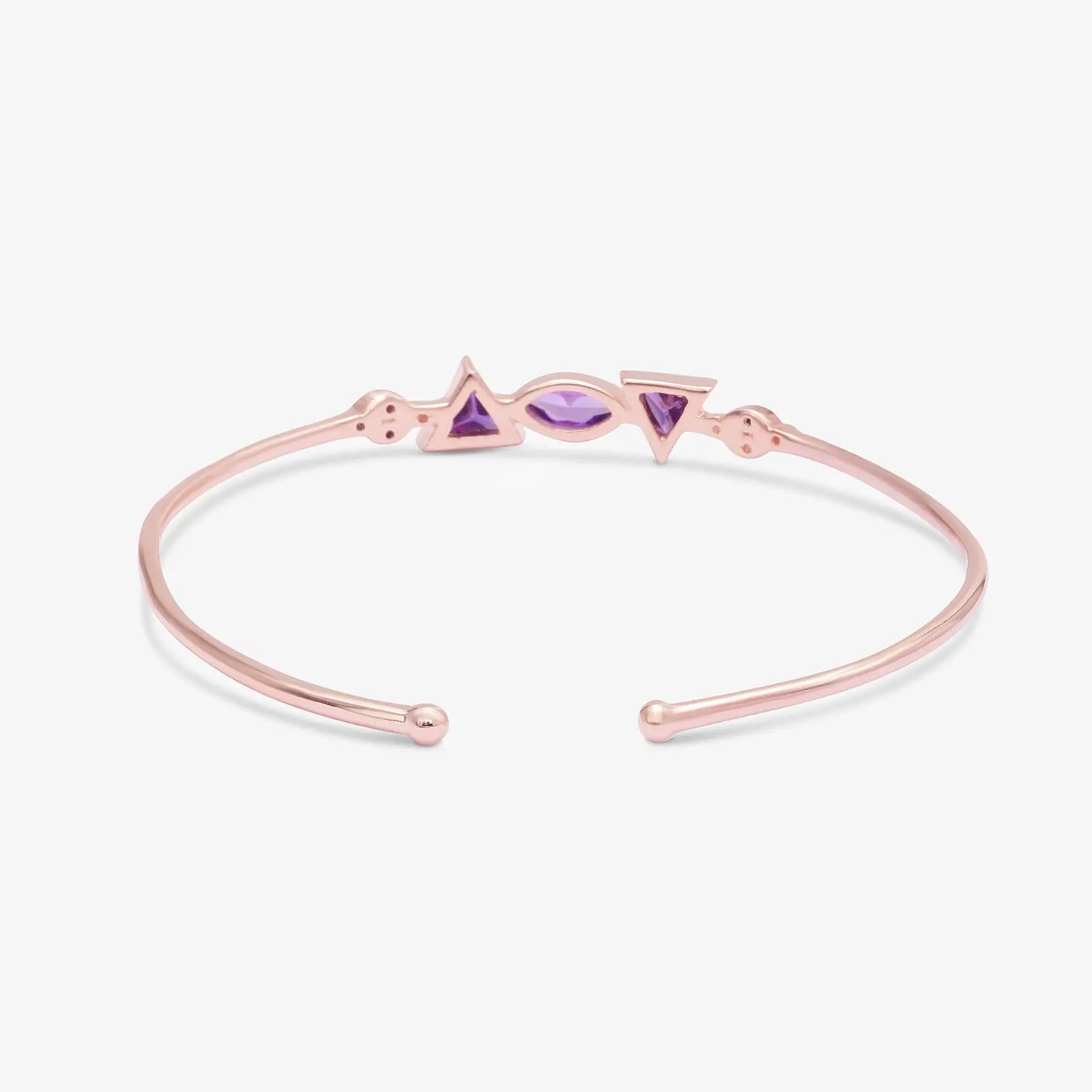 Rose Gold Multi-Cut Blue Stone Studded Silver Cuff Bracelet