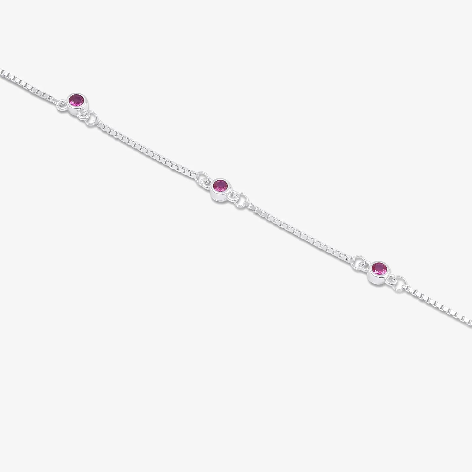 Pink CZ Stone Studded Silver Necklace - Tweov Jewels