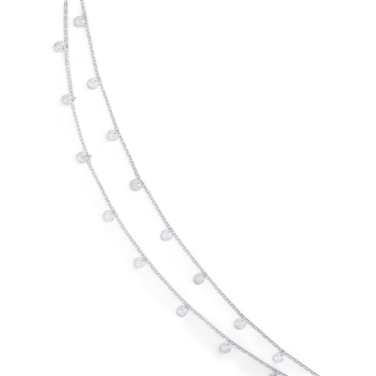925 Sterling Silver Double Layer Cz Silver Anklet - Tweov Jewels