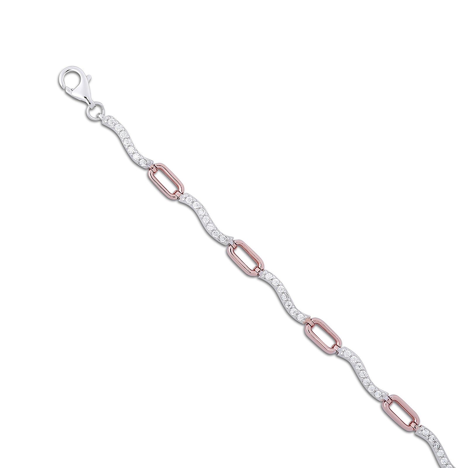 925 Sterling Silver Multi-tone Cubic Zirconia Bracelet - Tweov Jewels