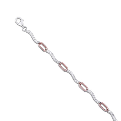 925 Sterling Silver Multi-tone Cubic Zirconia Bracelet - Tweov Jewels