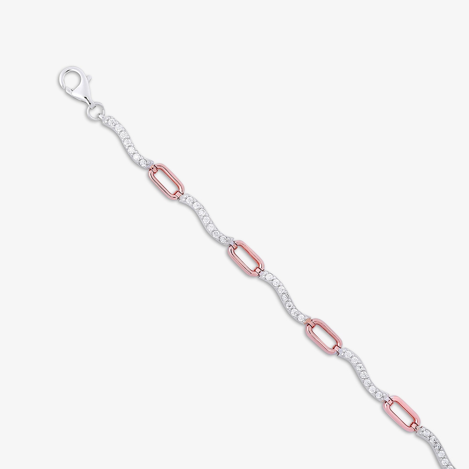 Rose Gold Plated Silver Interlinked Chain Bracelet - Tweov Jewels