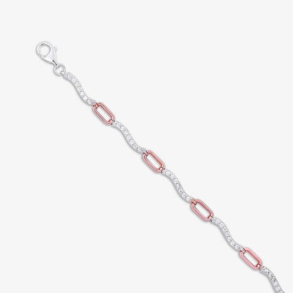 Rose Gold Plated Silver Interlinked Chain Bracelet - Tweov Jewels