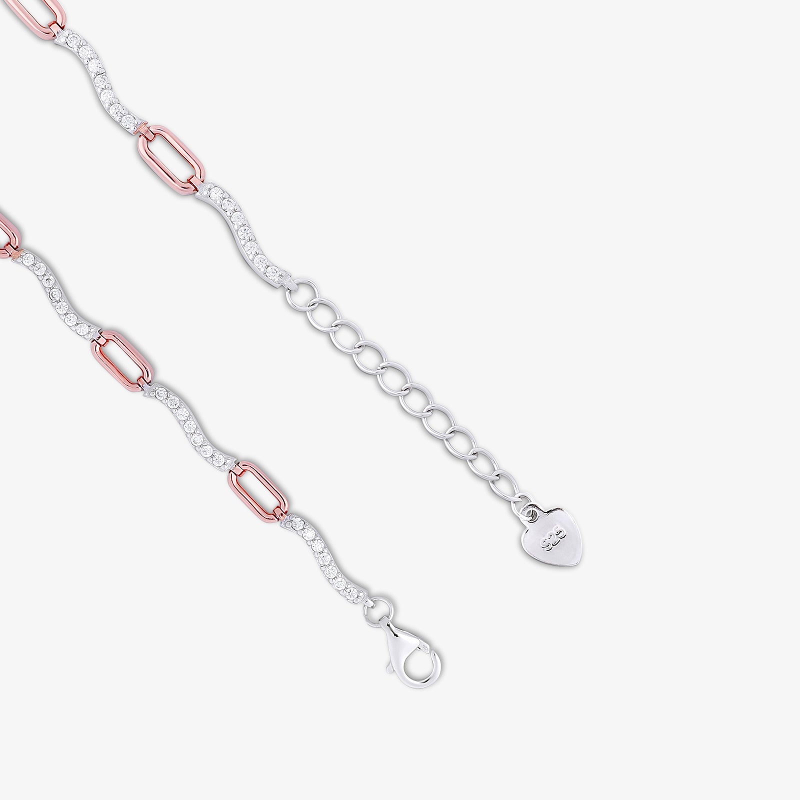 Rose Gold Plated Silver Interlinked Chain Bracelet - Tweov Jewels