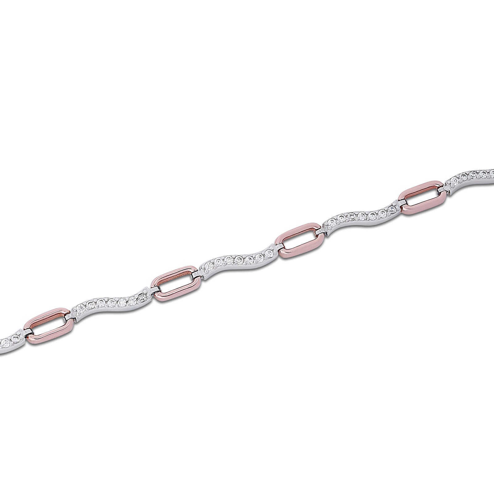 925 Sterling Silver Multi-tone Cubic Zirconia Bracelet - Tweov Jewels