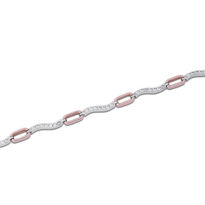 925 Sterling Silver Multi-tone Cubic Zirconia Bracelet - Tweov Jewels