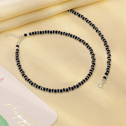 Black Beads Silver Anklet - Tweov Jewels