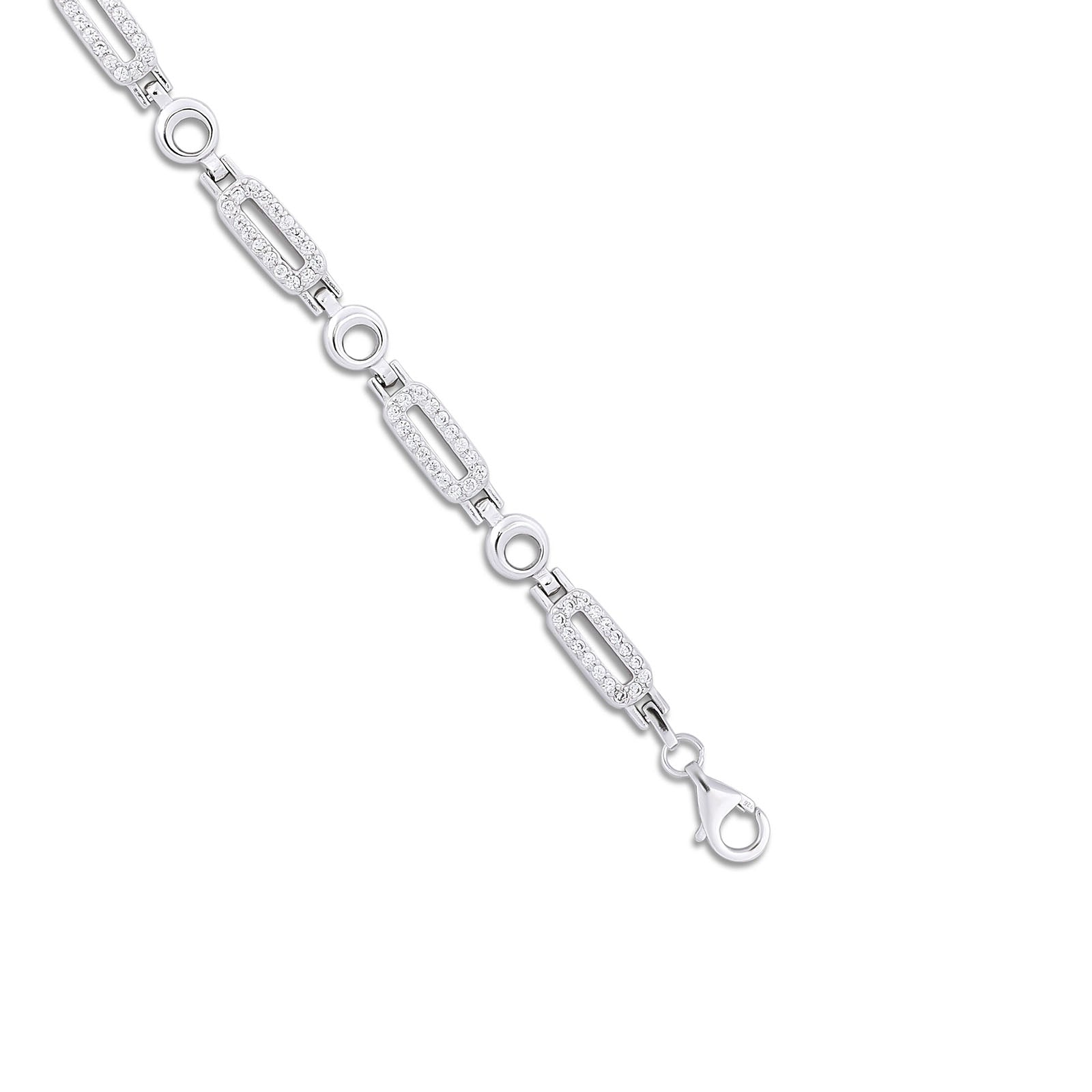 CZ Silver Link Chain Bracelet - Tweov Jewels