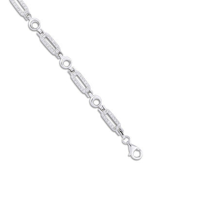 CZ Silver Link Chain Bracelet - Tweov Jewels