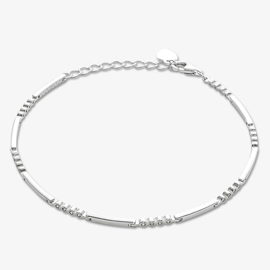 CZ Adjustable Silver Link Chain Bracelet - Tweov Jewels