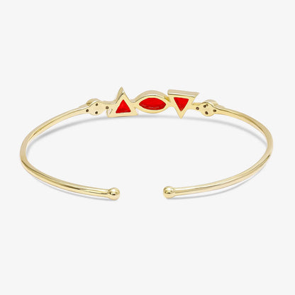 Gold Plated Multi-Cut Red Diamond Studded Silver Bracelet