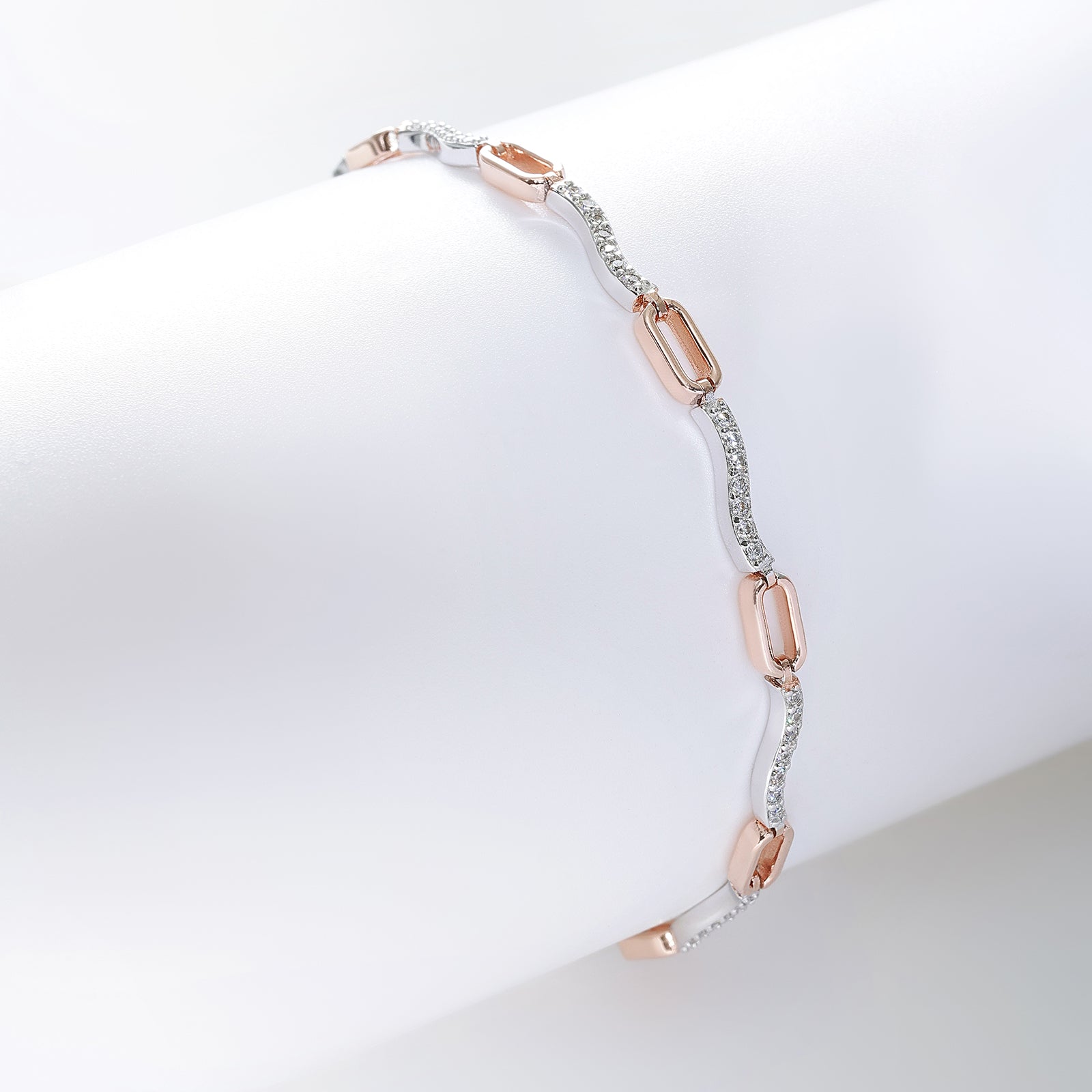 925 Sterling Silver Multi-tone Cubic Zirconia Bracelet - Tweov Jewels