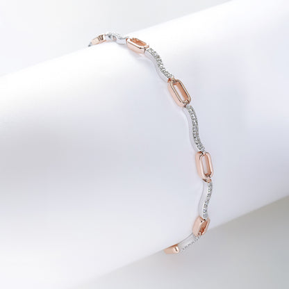 925 Sterling Silver Multi-tone Cubic Zirconia Bracelet - Tweov Jewels