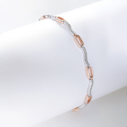 925 Sterling Silver Multi-tone Cubic Zirconia Bracelet - Tweov Jewels