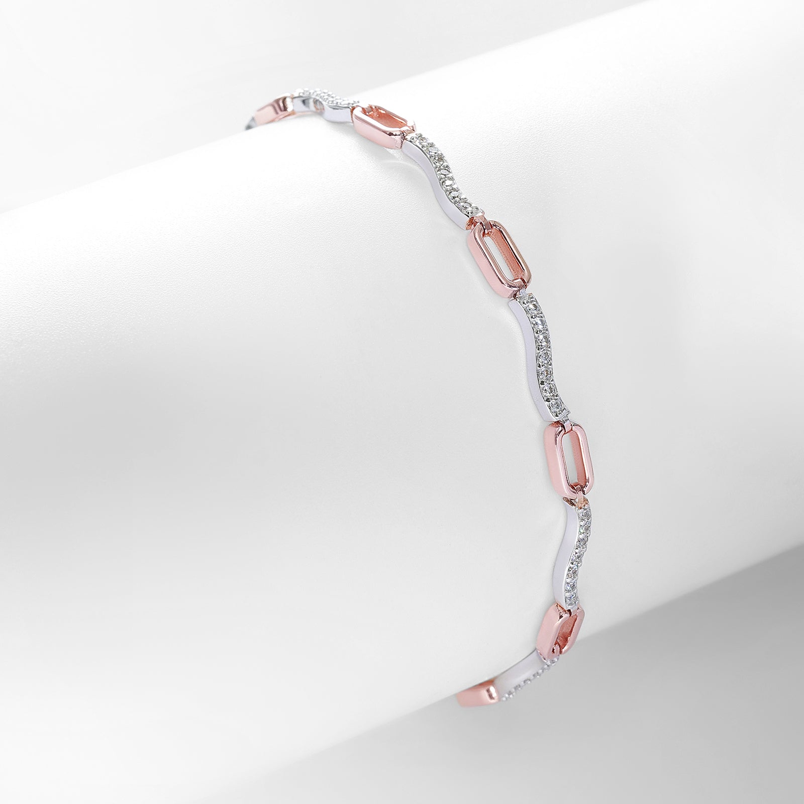 Rose Gold Plated Silver Interlinked Chain Bracelet - Tweov Jewels