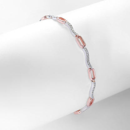 Rose Gold Plated Silver Interlinked Chain Bracelet - Tweov Jewels