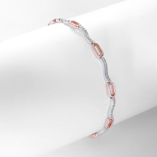 Rose Gold Plated Silver Interlinked Chain Bracelet - Tweov Jewels