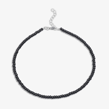 Silver Plain Black Bead Anklet - Tweov Jewels