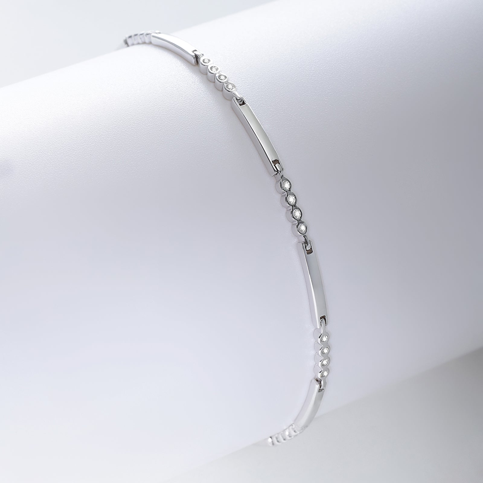 CZ Adjustable Silver Link Chain Bracelet - Tweov Jewels