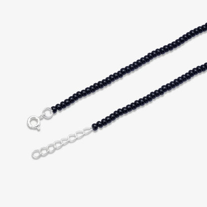 Silver Plain Black Bead Anklet - Tweov Jewels