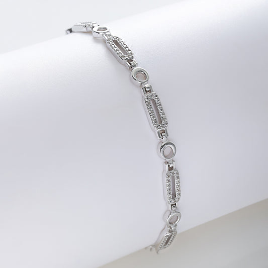 CZ Silver Link Chain Bracelet - Tweov Jewels
