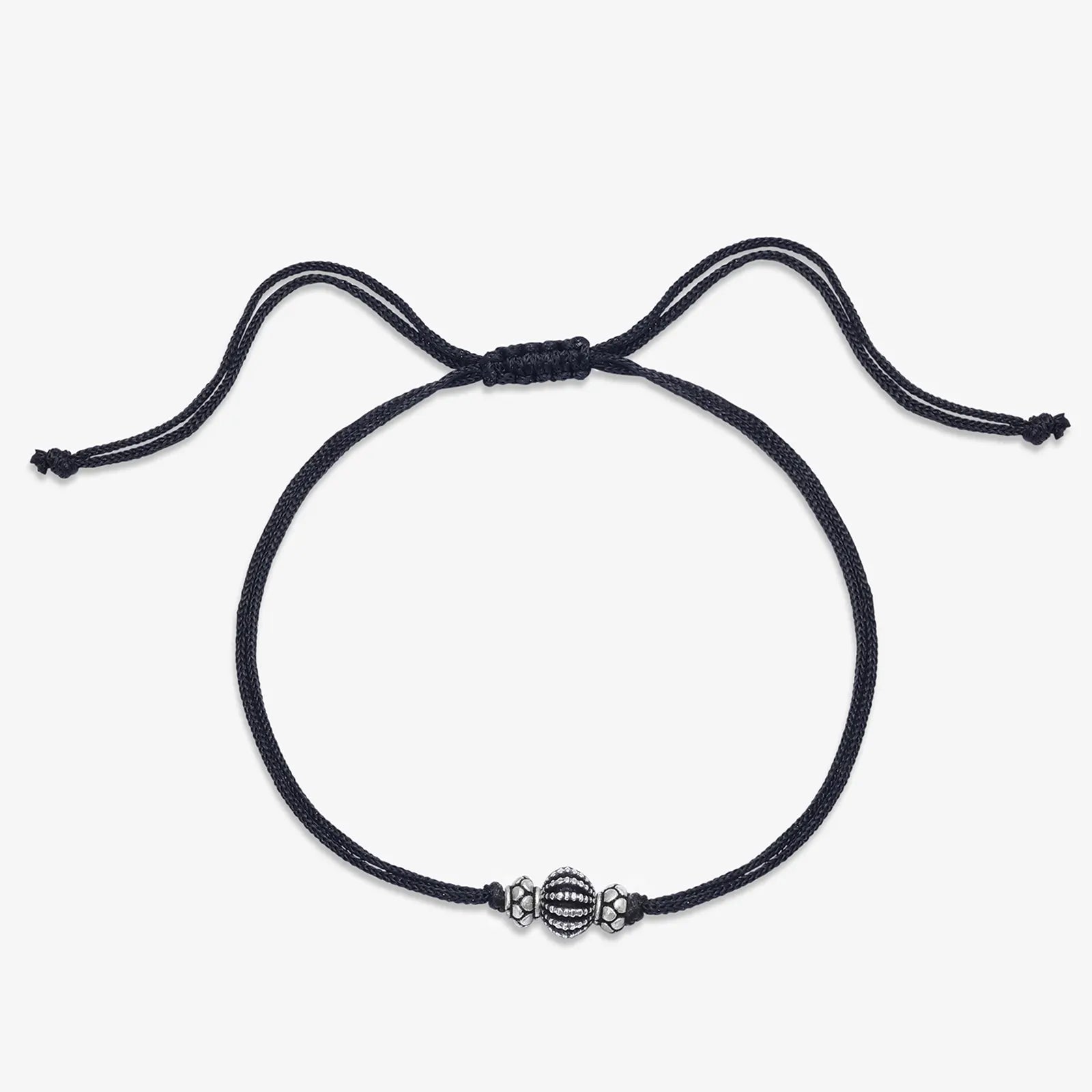 Oxidized Silver Ball Thread Anklet - Tweov Jewels