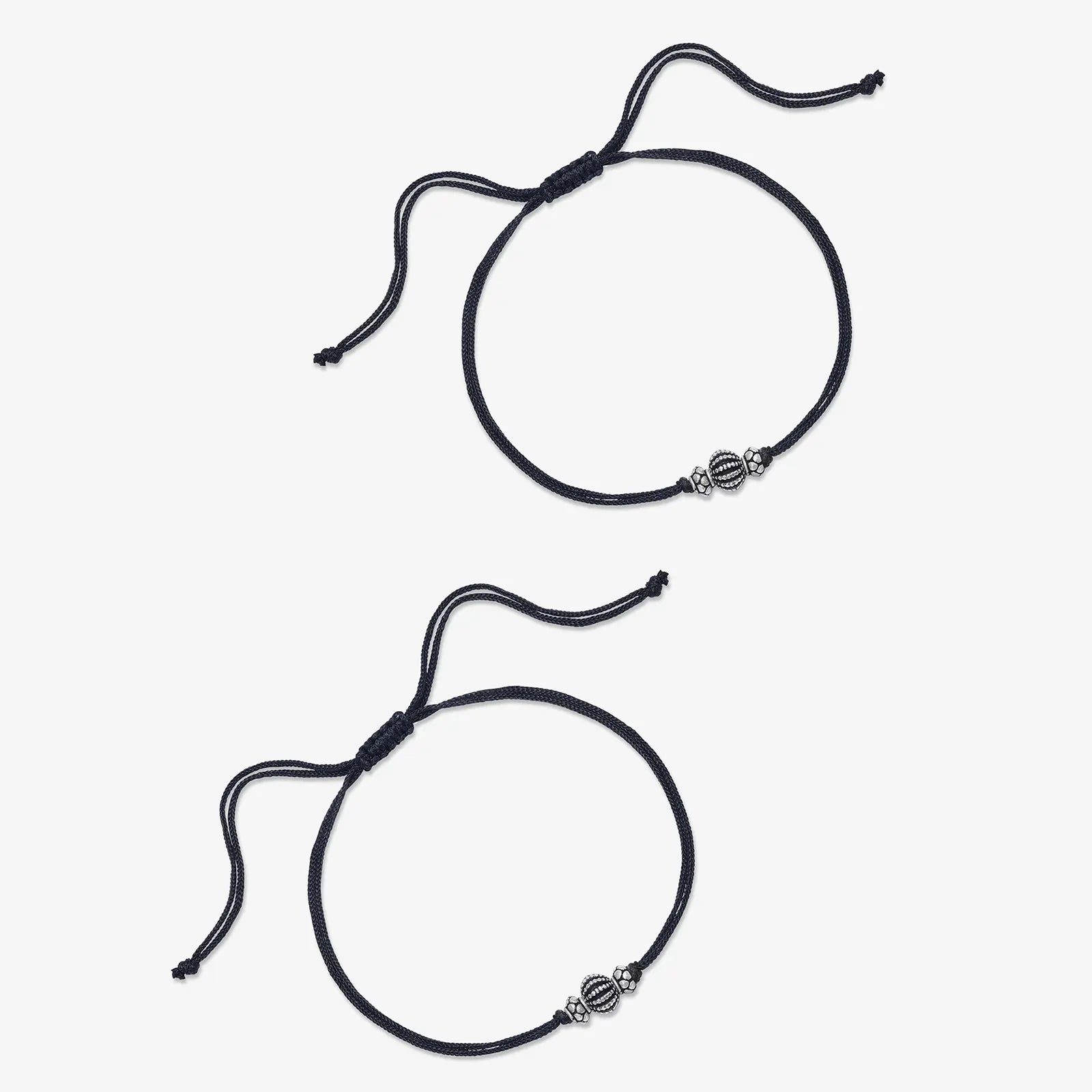 Oxidized Silver Ball Thread Anklet - Tweov Jewels