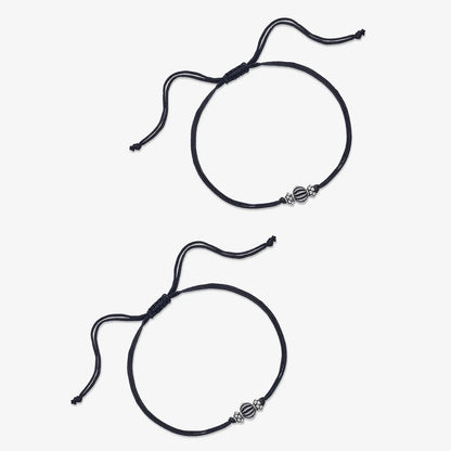 Oxidized Silver Ball Thread Anklet - Tweov Jewels